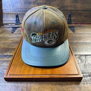 Green Bay Packers Vintage Leather Snapback Hat USA NFL Cap